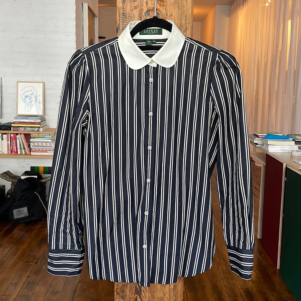Vintage Ralph Lauren Blue Striped Blouse